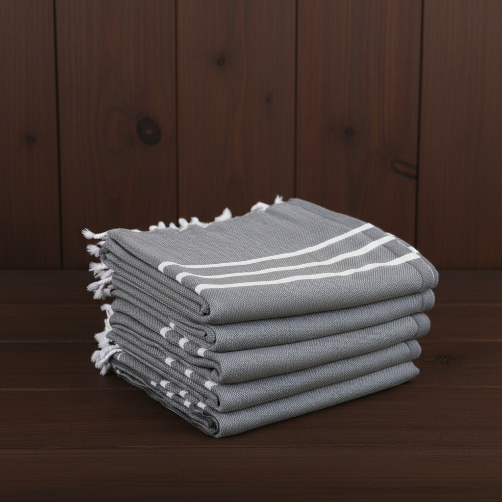 Set of 5 Large Thin Towels for Bath, Beach and Beyond