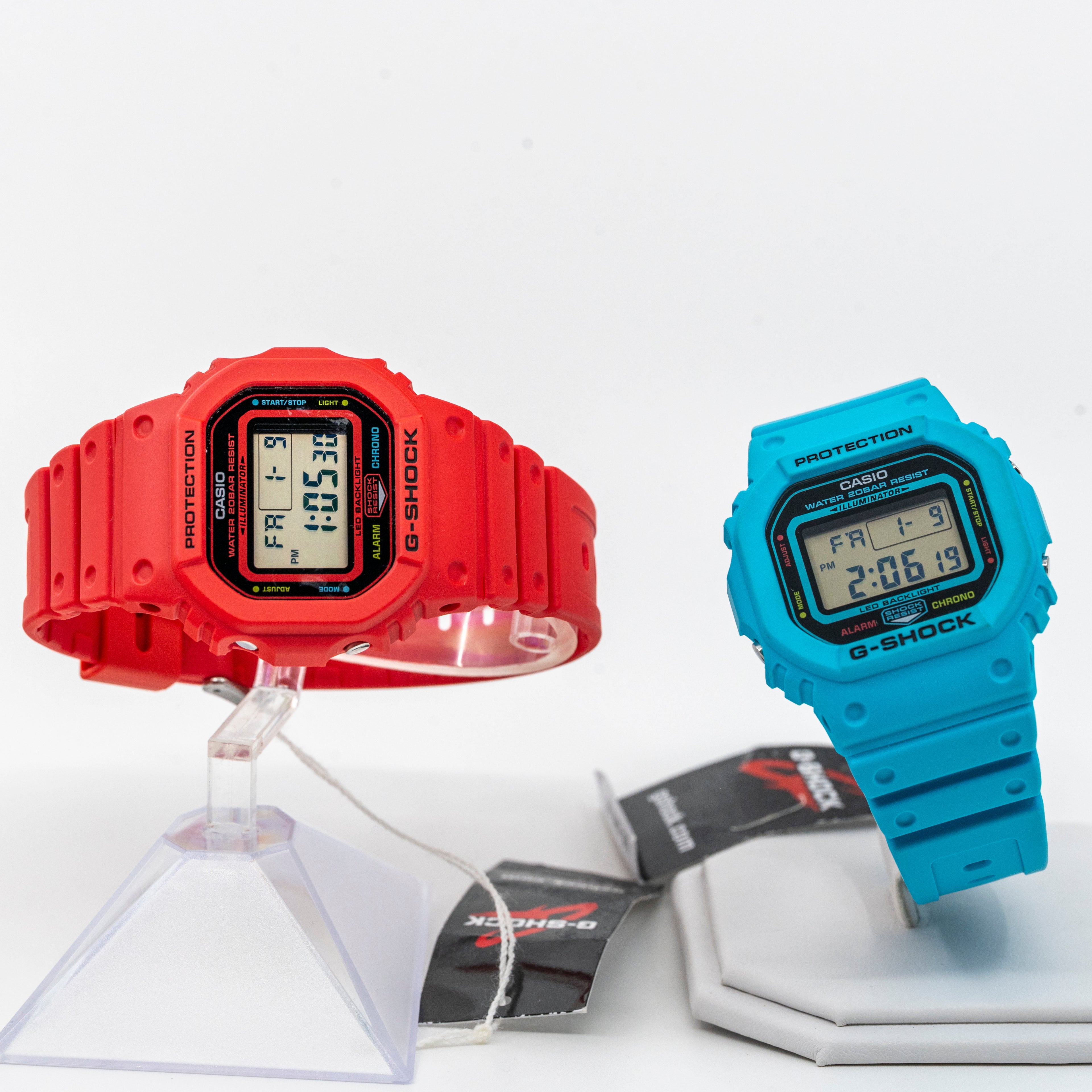 Two Watches: 2 Colorful G-Shocks, a Watch Box (Like New)