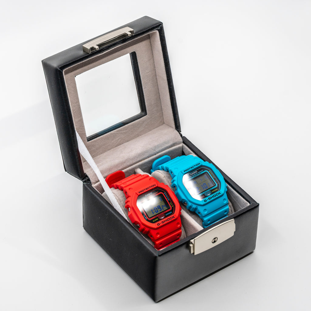 Two Watches: 2 Colorful G-Shocks, a Watch Box (Like New)